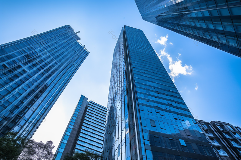 蓝天白云下的城市高楼大厦背景,高清,摄影图,摄影图片,图片大全,摄影图免费下载